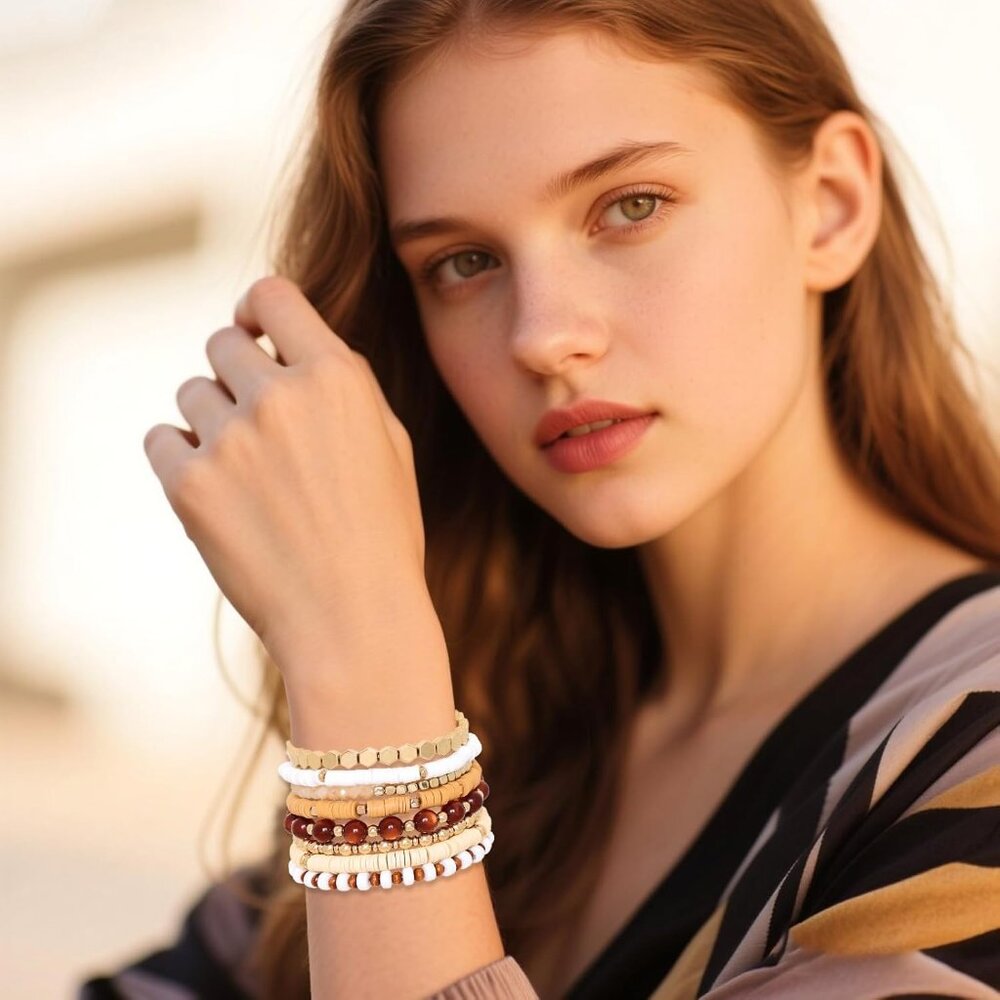 Elastic Layering Bracelets - 13pcs Stackable Boho… - image 4